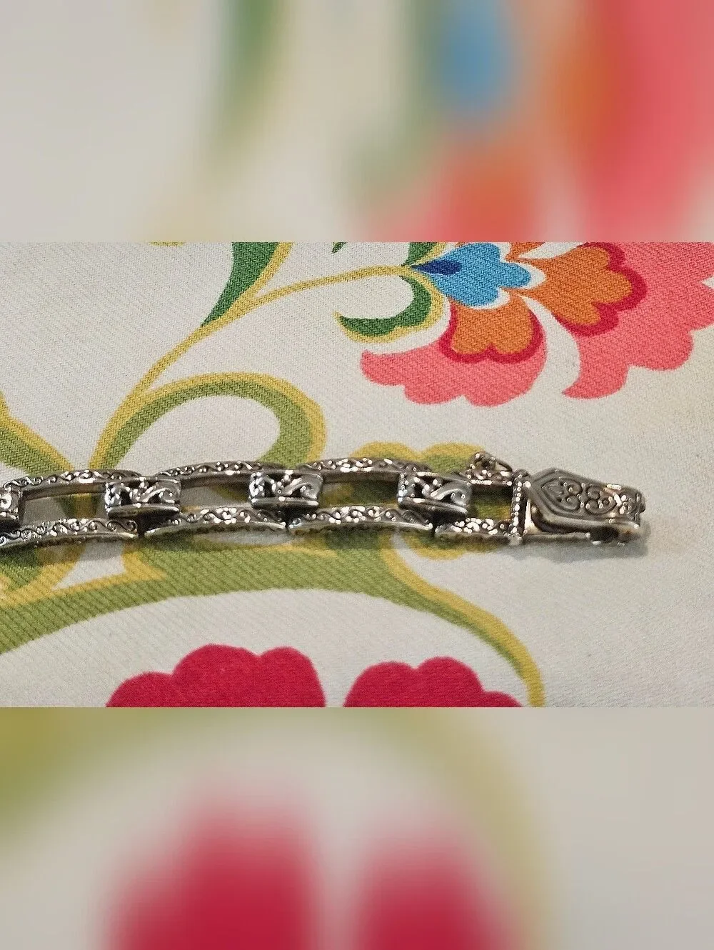 Brighton Silver Floral-Link Bracelet